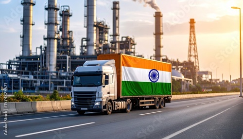 Industrial truck with Indian flag
