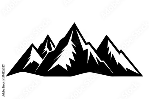 Mountain peaks silhouette, nature adventure design