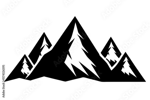 Mountain range peak silhouette vector illustration