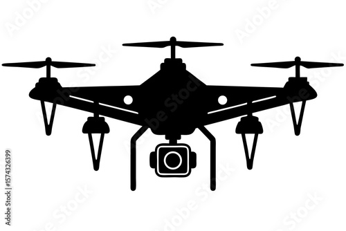 Black drone silhouette, aerial vehicle technology