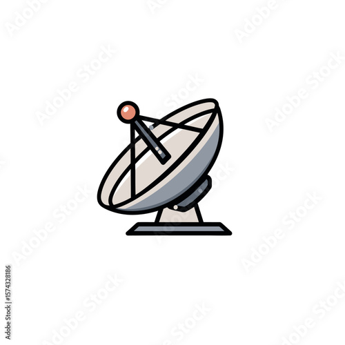 Satellite dish antenna transmits signals globally digitally
