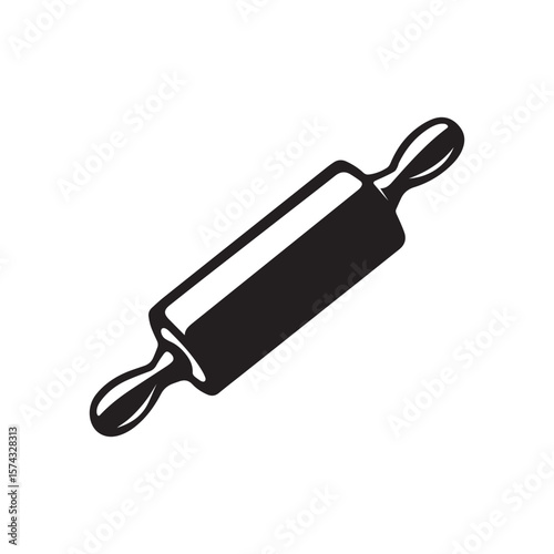 Kitchen Rolling Pin Vector Icon Silhouette Sign Symbol