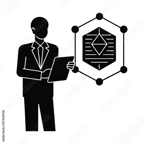 Smart Contract silhouette vector illustration