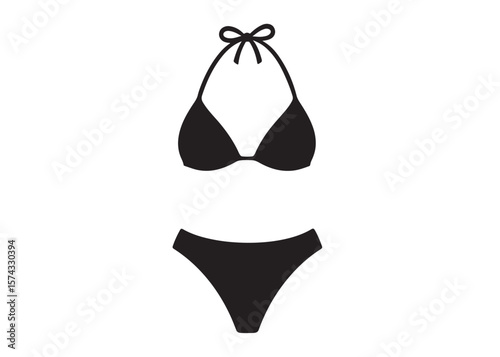 bikini logo silhouette vector, swimsuit logo icon silhouette, summer swimsuit bikini silhouette logo vector illustration, woman bikini doodle logo silhouettes vector on a white background