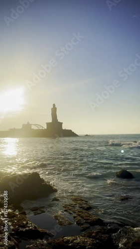 Portrait shot showing transparent water and coral reef stretch