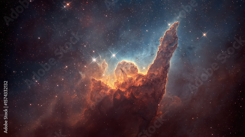 An awe-inspiring nebula with vibrant hues showcases areas of star formation and cosmic dust in the depths of space.