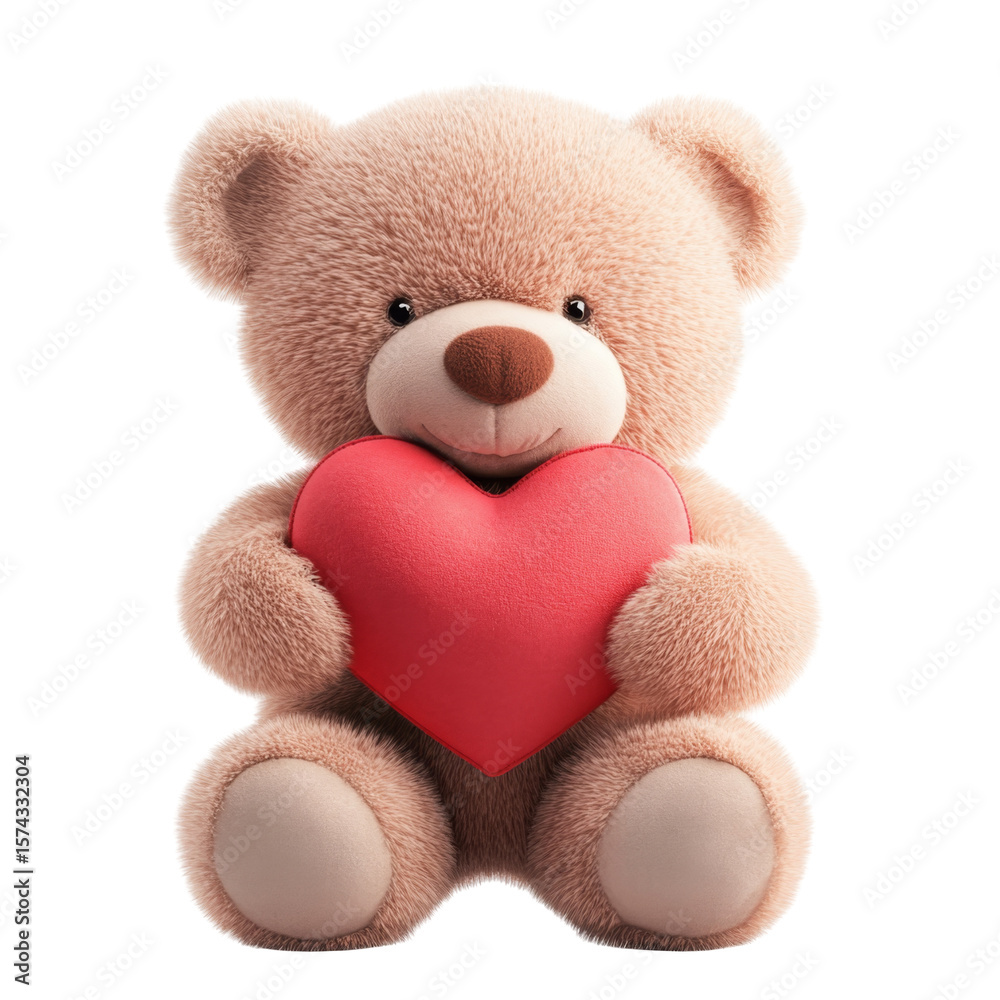 Cute teddy bear holding a heart plush toy symbolizes friendship and love Cute teddy bear holding a heart plush toy symbolizes friendship and love