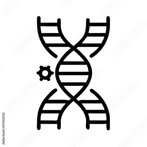 Simple clean silhouette depicting dna helix symbol in a modern futuristic design