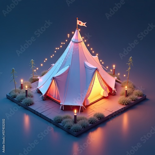 Cozy Teepee Glamping Tent on Wooden Deck for Outdoor Living