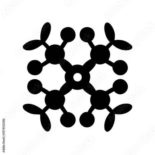 Stylized silhouette of a swarm of tiny drones in a simple and futuristic vector icon design