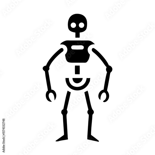 A simple black silhouette bipedal robot design with vector style perfect for ai projects