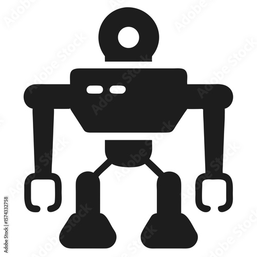 Simple bipedal robot silhouette design with sleek futuristic aesthetics in vector format