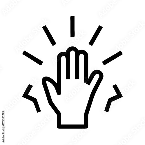 A simple open hand gesture silhouette design with futuristic light projections