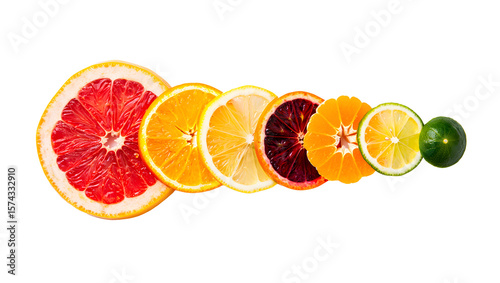 Citrus fruits grapefruit lemon orange lime slices isolated on white background fresh juicy healthy vitamin