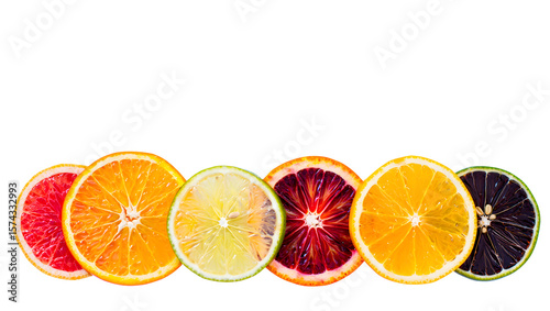 Orange lemon and lime citrus fruits isolated on white background
