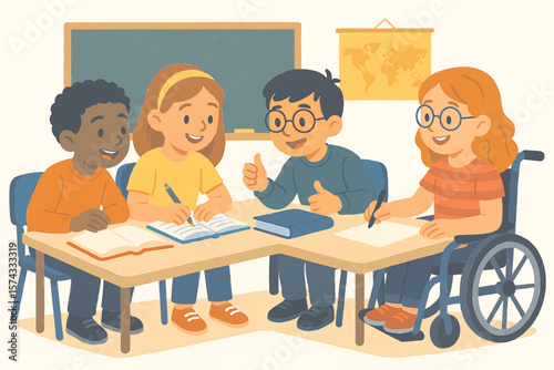 Diverse Students Learning Together in Classroom Inclusive Education
