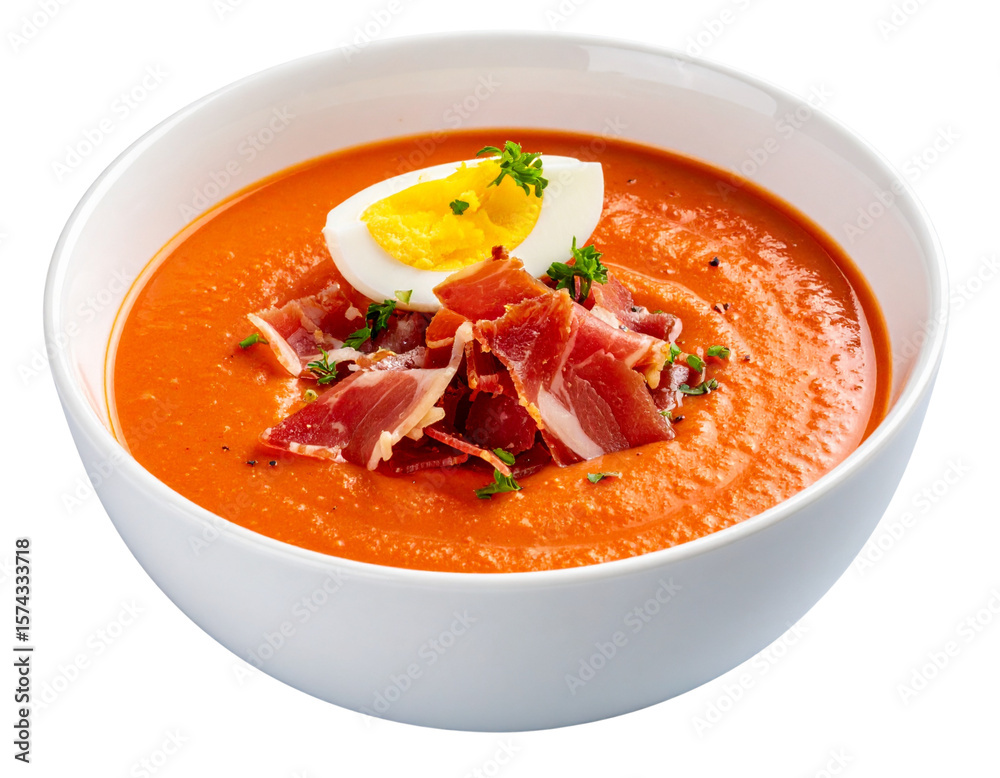 Chilled Spanish Salmorejo Soup in Bowl with Creamy Texture Isolated on Transparent Background PNG Chilled Spanish Salmorejo Soup in Bowl with Creamy Texture Isolated on Transparent Background PNG