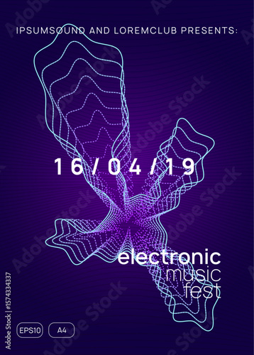 Party Magazine. Violet Dj Set. Fest Background. Concert Vector. Soundwave Audio Illustration. Techno Festival Graphic. Green Discotheque Event. Pink Party Magazine