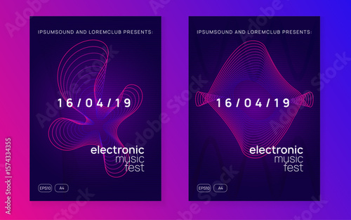 Discotheque Set. Night Club Concert Graphic. Sound Banner. Festival Invite. Pink Fest Flyer. Electronic Beat Illustration. Green Dance Background. Violet Discotheque Set