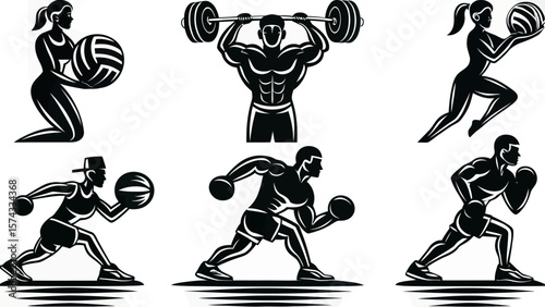 Diverse group of athletes engaged in various sports and fitness activities