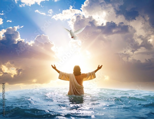 Jesus baptism, sunrise