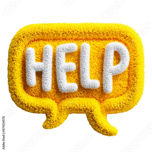 3d yellow help bubble icon  isolated on transparent background