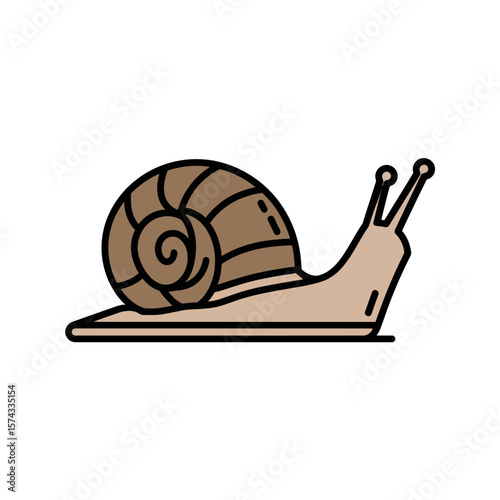 Cartoon snail crawls slowly on white background vector.