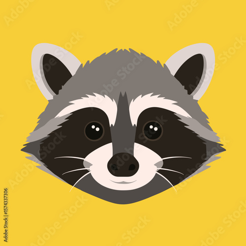 cute raccoon face vector logo, illustration
