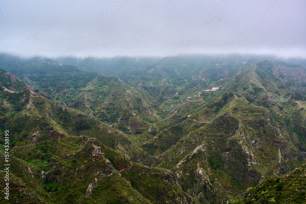 Fototapeta premium Anaga misty mountain ridge