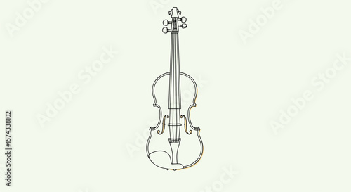 Elegant Abstract Design of a Violin Formed from Numerous Tiny Dots and Shapes on a Light Green Background