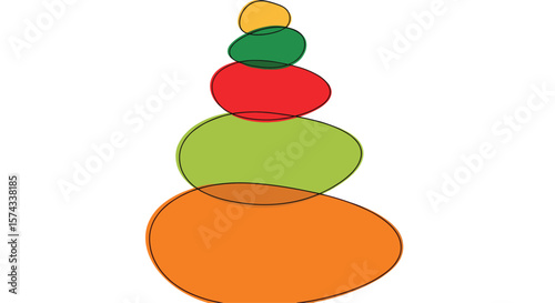 Visually Appealing Stacked Colorful Oval Shaped Pebbles Representing Balance and Harmony in Nature