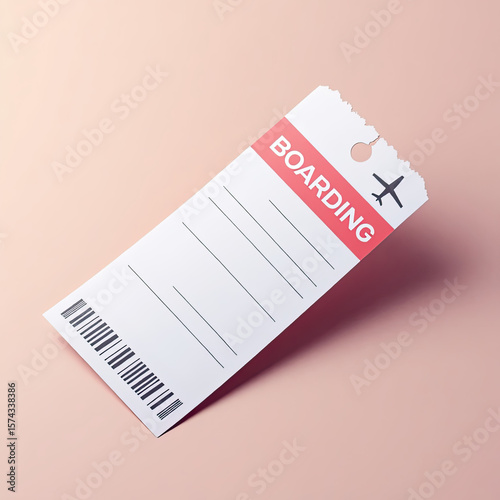 Single White Boarding Ticket for Travel and Journeys Isolated