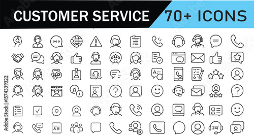 Customer Support & Service Line Icons – 70+ Clean Vector Symbols for Helpdesk, Call Center, and User Assistance Tools
