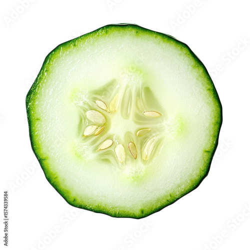 A cucumber slice close up on transparent Background
