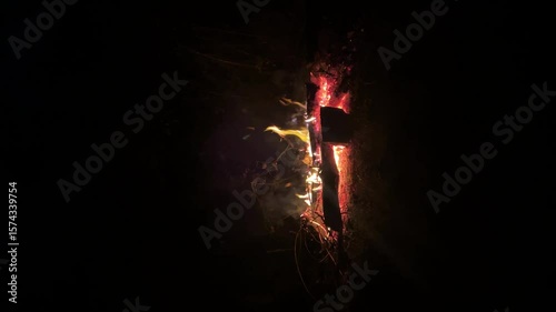 Isolated fire on black background. Flame on black background. Fire on black background.