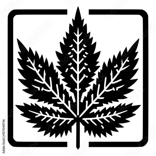 Nettle leaf line icon in black and white, minimalistic medicinal plant drawing for botanical prints, herbal remedy design, and organic cosmetic packaging