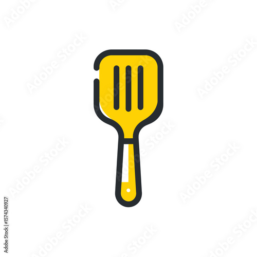 Yellow spatula flips food kitchen simple background isolated