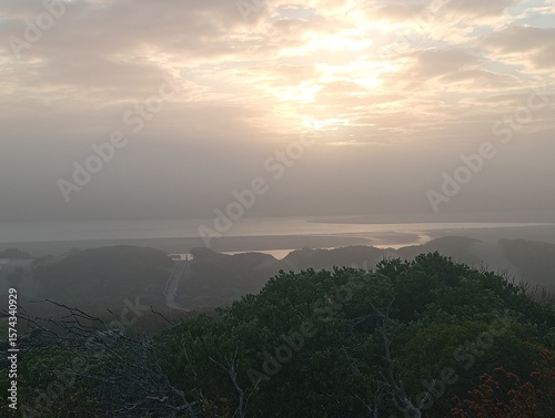 Misty sunrise over the sea