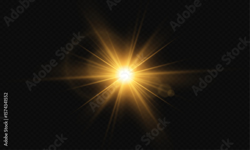 Sunlight with lens flare effect, light transitions, lens flares, flares and highlights. Vector graphics .