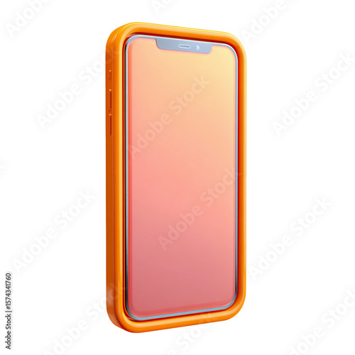 3d phone, icon in a cartoon minimalistic plastic style, isolated on a transparent background sticker