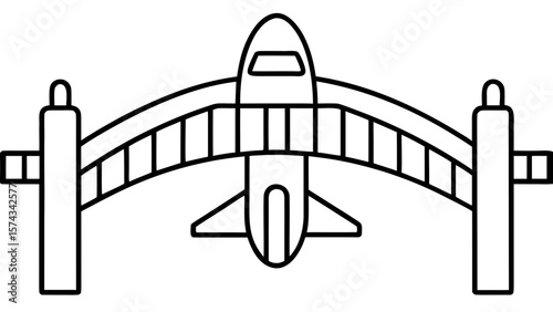Airplane Jet Bridge Outline Icon Black White gate airport