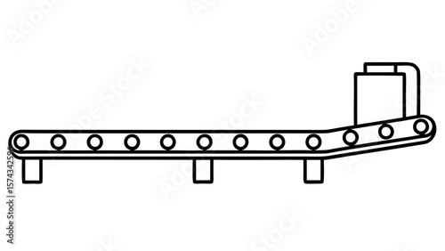 Black and White Clipart of a Horizontal Conveyor Belt System