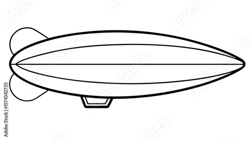 Black Outline Vector Zeppelin Airship Retro Design