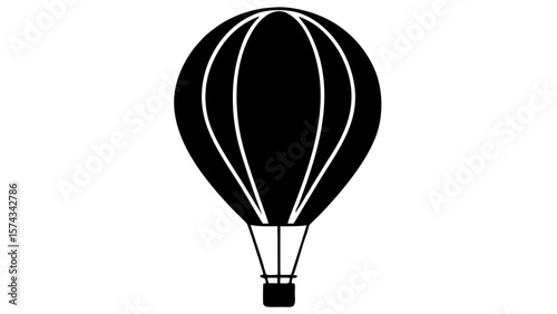 Black Silhouette Hot Air Balloon Vector Graphic white