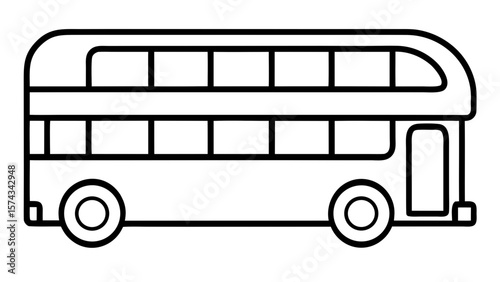 London Double Decker Bus Line Art Vector Illustration