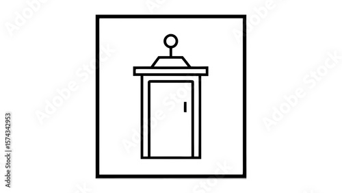 Line Vector Graphic of a Rectangular Traffic Control Box
