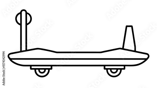 Minimalist Futuristic Hoverboard Vector Clipart Black Outline