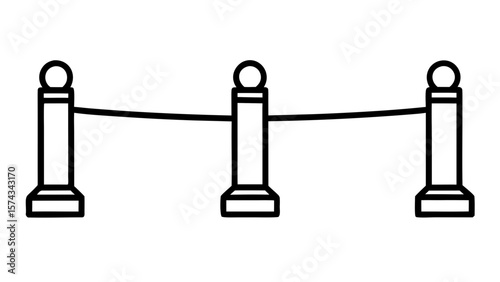 Three Black Road Divider Barriers with Rope bollards