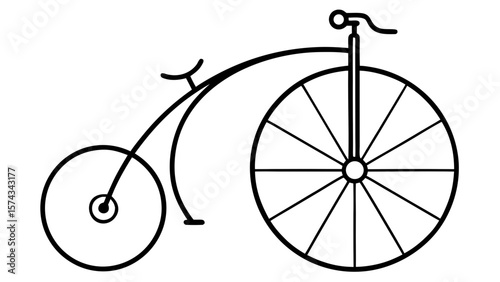 Vintage Penny Farthing Bicycle Black Line Art bike