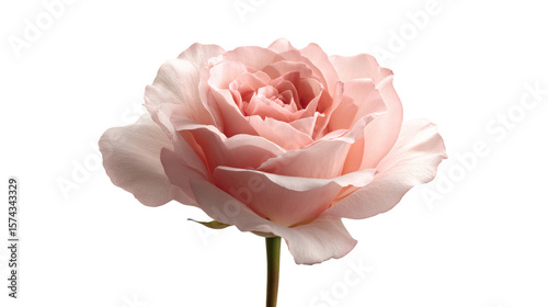 Fototapeta Naklejka Na Ścianę i Meble -  Single pastel pink rose flower in elegant bloom, isolated on transparent 